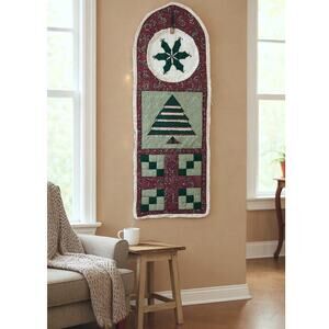DISCOUNTED! Quilted Holiday Door Decor Wall hang Table Bed Runner 5 ft Eyelet